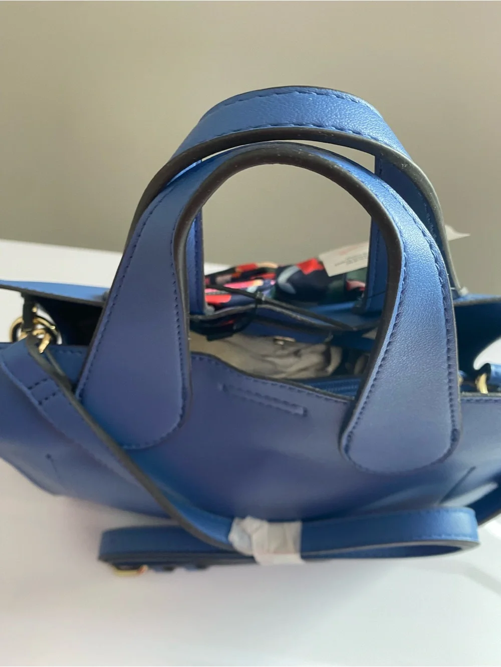 Nanette Lepore Navy Blue Tote with Floral Scarf